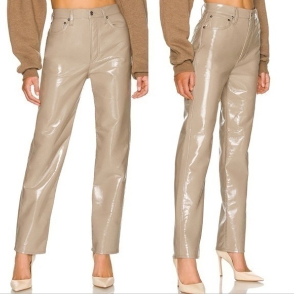 Agolde Pants - AGOLDE Recycled Leather Quail Patent 90's Pinch Waist Pants